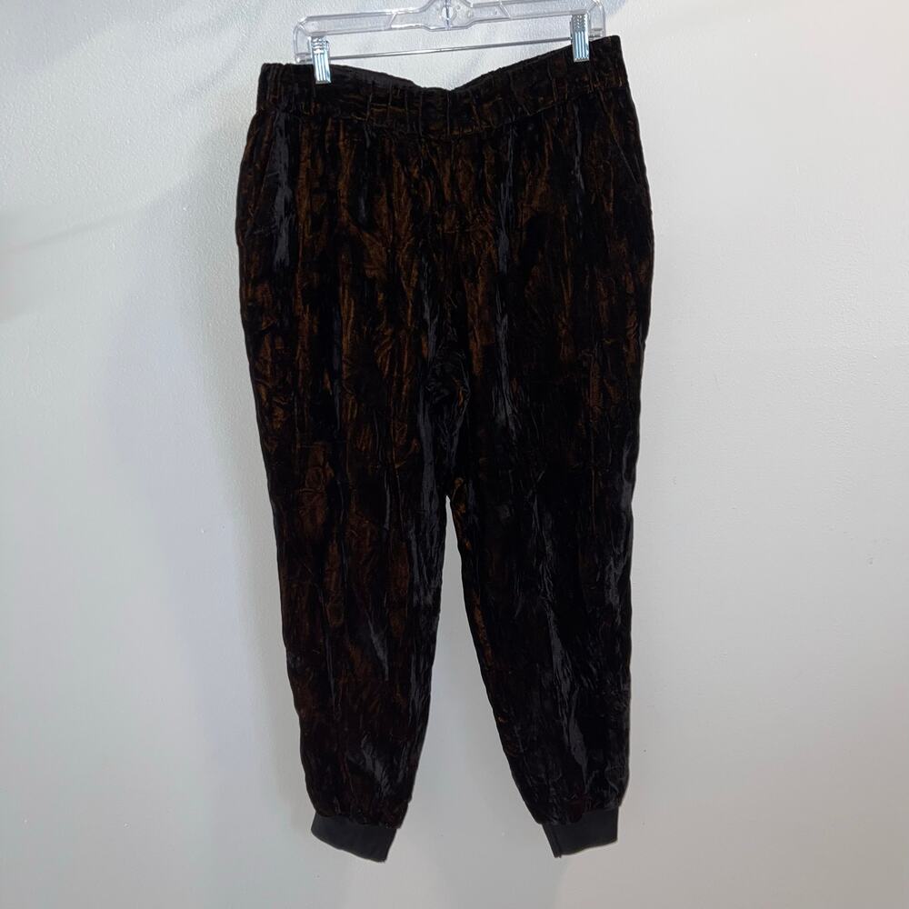 Alice and Olivia Black Crushed Velvet Pants Size L